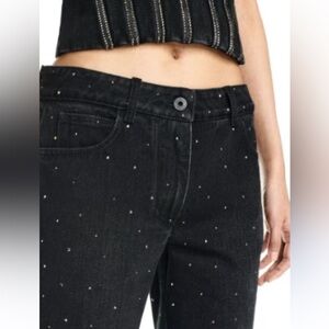 Zara girls black sparkle high rise straight leg denim jeans size 11-12